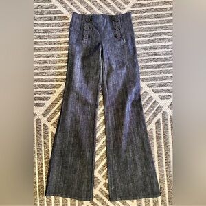 NWT TORY BURCH Sz 25 Tory Sailor Wide Leg Trouser Denim Jeans Original $185